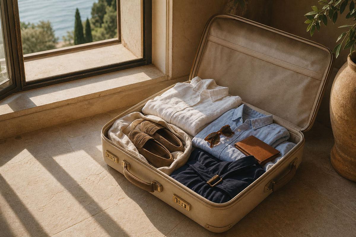 Neatly packed suitcase by a sunlit window